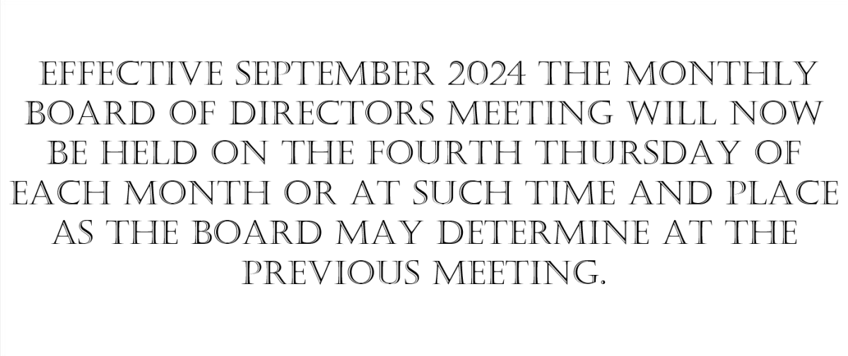 BOARD MTG CHG DATE NOTICE TO THE FOURTH THURSDAY