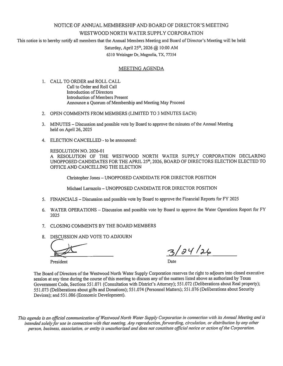 Annual Meeting Agenda 04.25.26